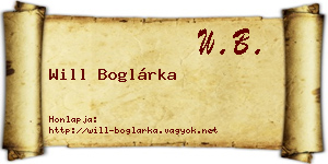 Will Boglárka névjegykártya